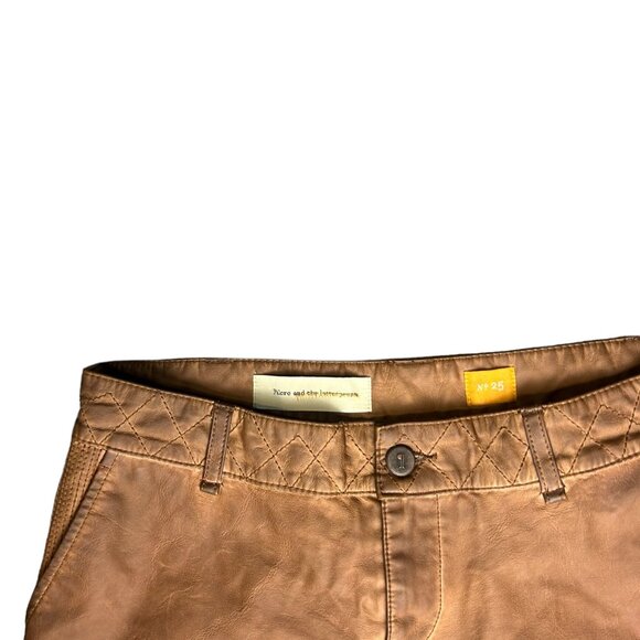 Pilcro &amp; The Letter Press Women's Vegan Leather Shorts Brown - Size 25 - Picture 4 of 6